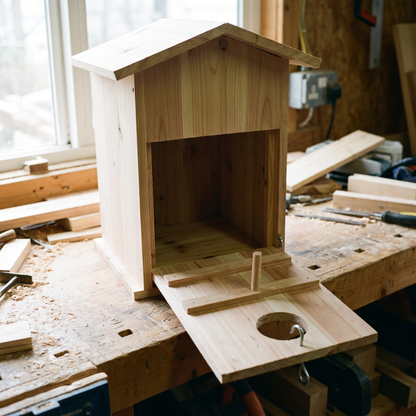 The hinged front flap swung open on its hook, showing the deep interior