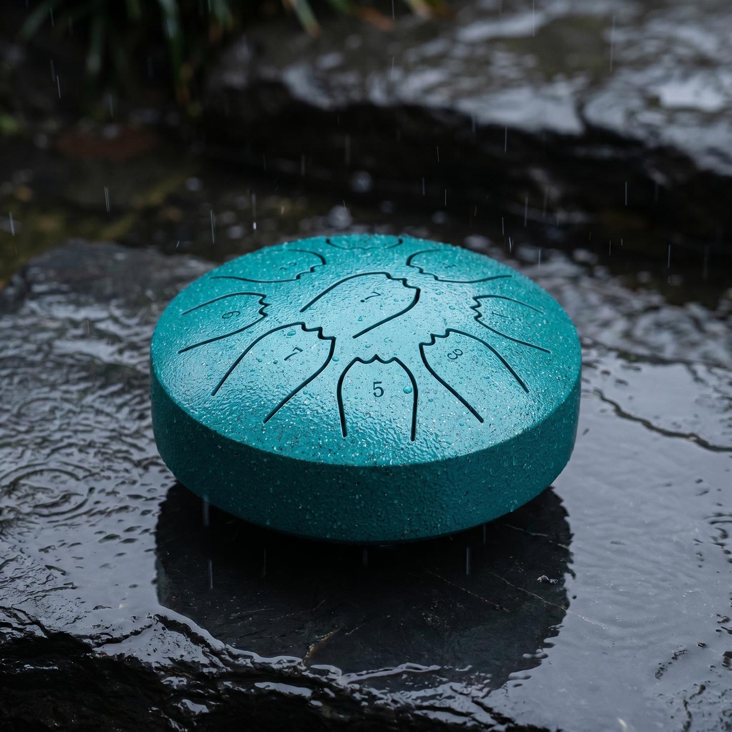 Rain drum on wet slate after a shower